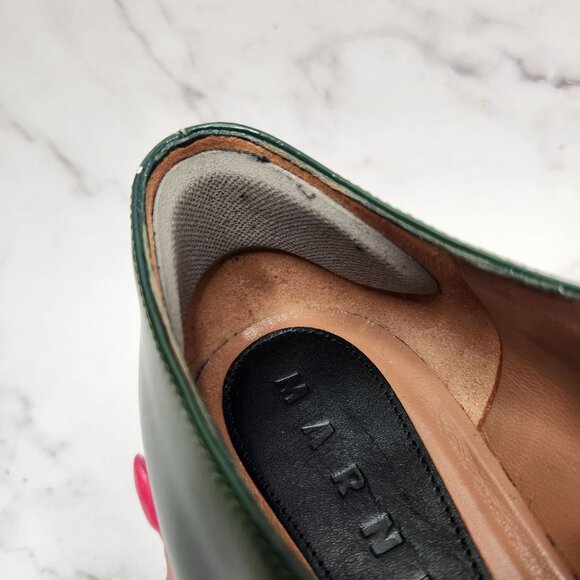Marni Green Leather Flats with Gold Accents - Picture 10 of 10